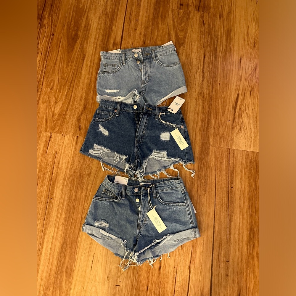 Forever 21 high rise denim shorts (3 pairs)
